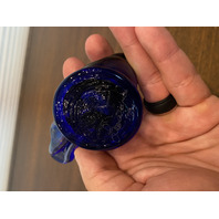 VTG LEO WARD 1990 Cobalt Blue Iridescent Bluebird Of Happiness Paperweight 4"L
