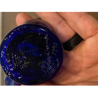 VTG LEO WARD 1990 Cobalt Blue Iridescent Bluebird Of Happiness Paperweight 4"L