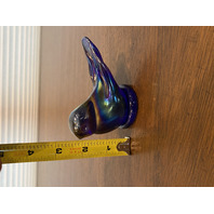 VTG LEO WARD 1990 Cobalt Blue Iridescent Bluebird Of Happiness Paperweight 4"L