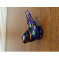 VTG LEO WARD 1990 Cobalt Blue Iridescent Bluebird Of Happiness Paperweight 4"L