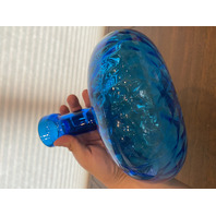 STUNNING VTG MCM Blue Empoli DIAMOND QUILTED Genie Bottle W/Stopper 12.25" ITALY