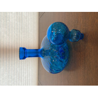 STUNNING VTG MCM Blue Empoli DIAMOND QUILTED Genie Bottle W/Stopper 12.25" ITALY