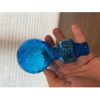 STUNNING VTG MCM Blue Empoli DIAMOND QUILTED Genie Bottle W/Stopper 12.25" ITALY
