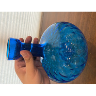 STUNNING VTG MCM Blue Empoli DIAMOND QUILTED Genie Bottle W/Stopper 12.25" ITALY