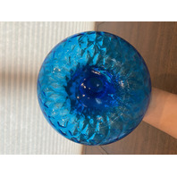 STUNNING VTG MCM Blue Empoli DIAMOND QUILTED Genie Bottle W/Stopper 12.25" ITALY