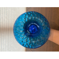 STUNNING VTG MCM Blue Empoli DIAMOND QUILTED Genie Bottle W/Stopper 12.25" ITALY