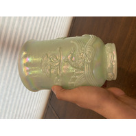STUNNING VTG FENTON Sea Green Iridescent Empress Art Glass Vase W/LABEL 7.75"H