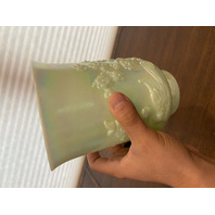 STUNNING VTG FENTON Sea Green Iridescent Empress Art Glass Vase W/LABEL 7.75"H