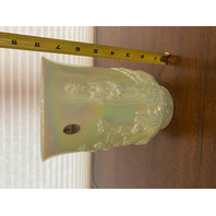 STUNNING VTG FENTON Sea Green Iridescent Empress Art Glass Vase W/LABEL 7.75"H