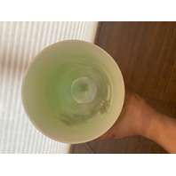 STUNNING VTG FENTON Sea Green Iridescent Empress Art Glass Vase W/LABEL 7.75"H