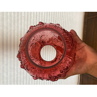 GORGEOUS VTG FENTON Cranberry CABBAGE ROSE GWTW Electric 3-Way Table Lamp 22"H
