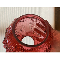GORGEOUS VTG FENTON Cranberry CABBAGE ROSE GWTW Electric 3-Way Table Lamp 22"H