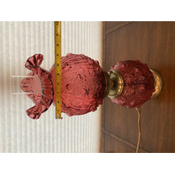 GORGEOUS VTG FENTON Cranberry CABBAGE ROSE GWTW Electric 3-Way Table Lamp 22"H