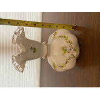 BEAUTIFUL VTG FENTON Silver Crest Floral HAND PAINTED Melon Vase 8.5"H