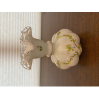 BEAUTIFUL VTG FENTON Silver Crest Floral HAND PAINTED Melon Vase 8.5"H
