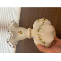 BEAUTIFUL VTG FENTON Silver Crest Floral HAND PAINTED Melon Vase 8.5"H