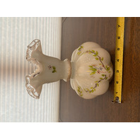 BEAUTIFUL VTG FENTON Silver Crest Floral HAND PAINTED Melon Vase 8.5"H