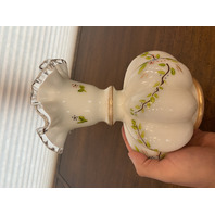 BEAUTIFUL VTG FENTON Silver Crest Floral HAND PAINTED Melon Vase 8.5"H