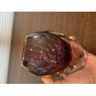 BEAUTIFUL VTG MURANO FLAVIO POLI Multicolored Sommerso Faceted Vase 5.5"H ITALY
