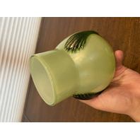 STUNNING ART NOUVEAU Kralik Green Tri Claw Art Glass Vase 4.75"H