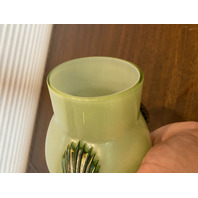 STUNNING ART NOUVEAU Kralik Green Tri Claw Art Glass Vase 4.75"H