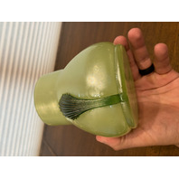 STUNNING ART NOUVEAU Kralik Green Tri Claw Art Glass Vase 4.75"H