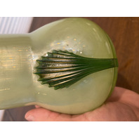 STUNNING ART NOUVEAU Kralik Green Tri Claw Art Glass Vase 4.75"H