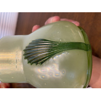 STUNNING ART NOUVEAU Kralik Green Tri Claw Art Glass Vase 4.75"H