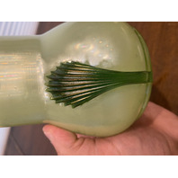 STUNNING ART NOUVEAU Kralik Green Tri Claw Art Glass Vase 4.75"H