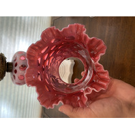 BEAUTIFUL VINTAGE FENTON Cranberry Opalescent COIN DOT Oil Lamp 17.5"H