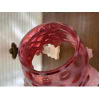 BEAUTIFUL VINTAGE FENTON Cranberry Opalescent COIN DOT Oil Lamp 17.5"H