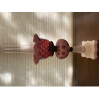 BEAUTIFUL VINTAGE FENTON Cranberry Opalescent COIN DOT Oil Lamp 17.5"H
