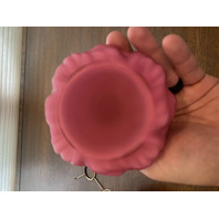 STUNNING VTG FENTON L.G. WRIGHT Mini Pink Satin Plume Oil Lamp 7.5"H