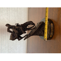 VTG HEAVY BRONZE FREDERIC REMINGTON MOUNTAIN MAN Sculpture SIGNED 11"H DAMAGED