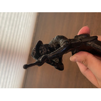 VTG Bronze/Cast Iron Rough Rider Cowboy/Soldier Sculpture W/Wooden Base 8.5"H