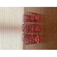 BEAUTIFUL SET(6) VTG Cranberry Inverted Thumbprint Glass Tumblers 3 7/8"H