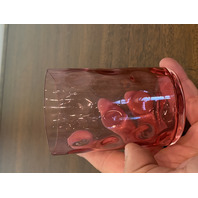 BEAUTIFUL SET(6) VTG Cranberry Inverted Thumbprint Glass Tumblers 3 7/8"H