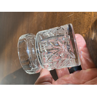 STUNNING VTG Cut Crystal PINWHEEL Pattern Mustard/Condiment Jar W/Lid 4.5"H