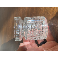 STUNNING VTG Cut Crystal PINWHEEL Pattern Mustard/Condiment Jar W/Lid 4.5"H