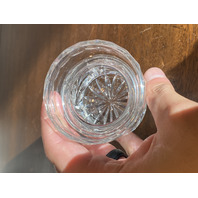 STUNNING VTG Cut Crystal PINWHEEL Pattern Mustard/Condiment Jar W/Lid 4.5"H