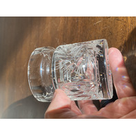 STUNNING VTG Cut Crystal PINWHEEL Pattern Mustard/Condiment Jar W/Lid 4.5"H