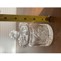 STUNNING VTG Cut Crystal PINWHEEL Pattern Mustard/Condiment Jar W/Lid 4.5"H