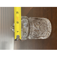 STUNNING VTG Cut Crystal PINWHEEL Pattern Mustard/Condiment Jar W/Lid 4.5"H