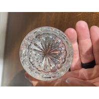 STUNNING VTG Cut Crystal PINWHEEL Pattern Mustard/Condiment Jar W/Lid 4.5"H