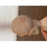 VINTAGE PUCCI Woman With Umbrella Art Sculpture/Figure W/Wood Base SIGNED 11.25"