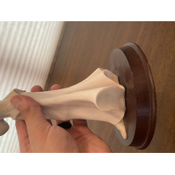 VINTAGE PUCCI Woman With Umbrella Art Sculpture/Figure W/Wood Base SIGNED 11.25"