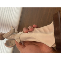 VINTAGE PUCCI Woman With Umbrella Art Sculpture/Figure W/Wood Base SIGNED 11.25"