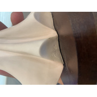 VINTAGE PUCCI Woman With Umbrella Art Sculpture/Figure W/Wood Base SIGNED 11.25"