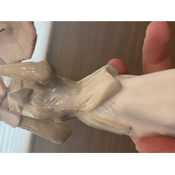 VINTAGE PUCCI Woman With Umbrella Art Sculpture/Figure W/Wood Base SIGNED 11.25"