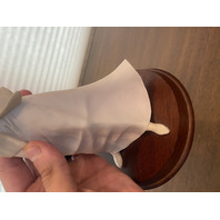 VINTAGE PUCCI Woman With Umbrella Art Sculpture/Figure W/Wood Base SIGNED 11.25"